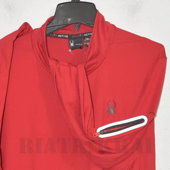 RED NWT Men's  1/4 ( Quater) zip Active Lightweight Pullover Spyder - Picture 7 of 11